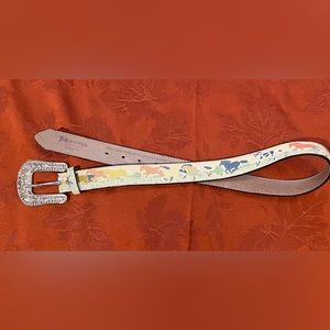 70s style horses running genuine leather belt